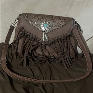 Brown Fringe Shoulder Bag